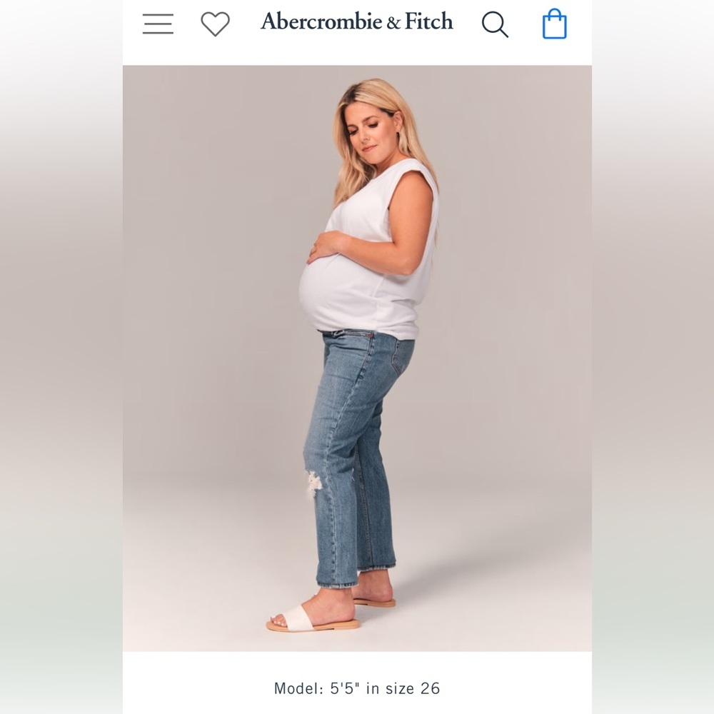 Abercrombie & Fitch Maternity Jeans Ankle Straight Medium Destroy 26/2 SHORT